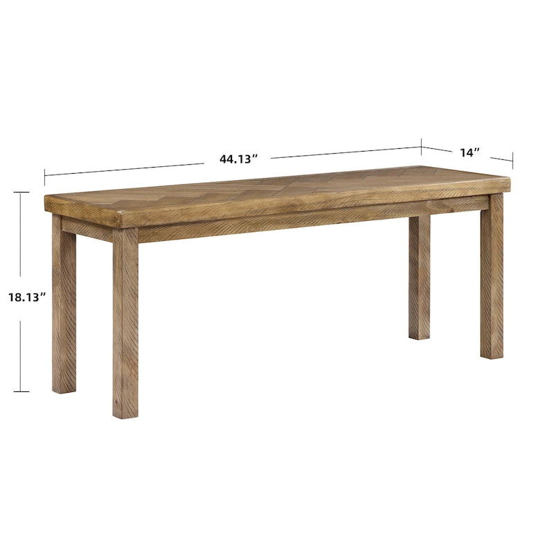 Banc en bois Chevron naturel/gris, 112 cm, 2 places