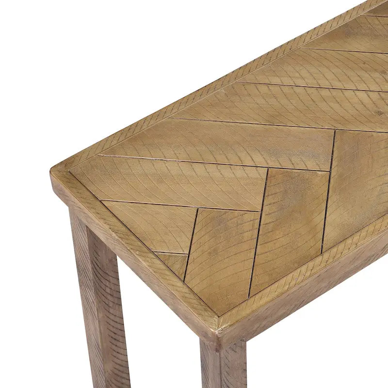 Banc en bois Chevron naturel/gris, 112 cm, 2 places