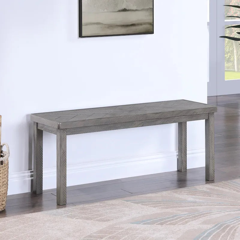 Banc en bois Chevron naturel/gris, 112 cm, 2 places