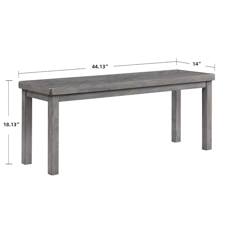 Banc en bois Chevron naturel/gris, 112 cm, 2 places