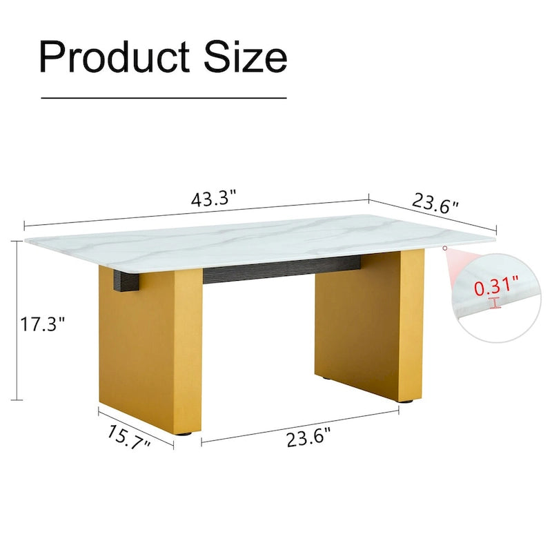 Table à plateau en verre trempé, Argent/Or, Minimaliste moderne, 1 à 2 places