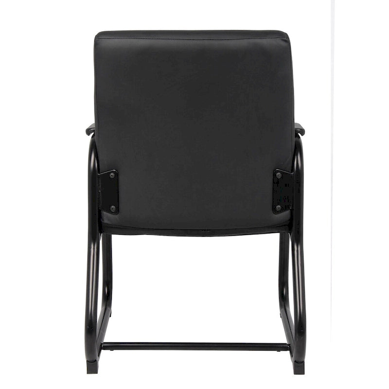Chaise visiteur en vinyle noir antimicrobien, piètement luge, une place