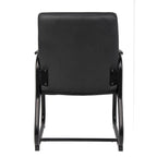 Chaise visiteur en vinyle noir antimicrobien, piètement luge, une place