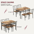 Ensemble table à manger marron 4 personnes, style industriel, MDF et cadre en acier