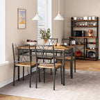 Ensemble table à manger marron 4 personnes, style industriel, MDF et cadre en acier