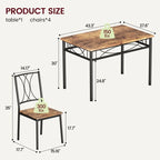 Ensemble table à manger marron 4 personnes, style industriel, MDF et cadre en acier