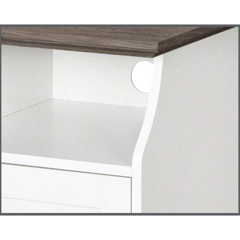 Classeur à 2 portes chêne blanc/gris avec rangement dissimulé