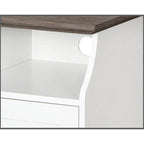 Classeur à 2 portes chêne blanc/gris avec rangement dissimulé