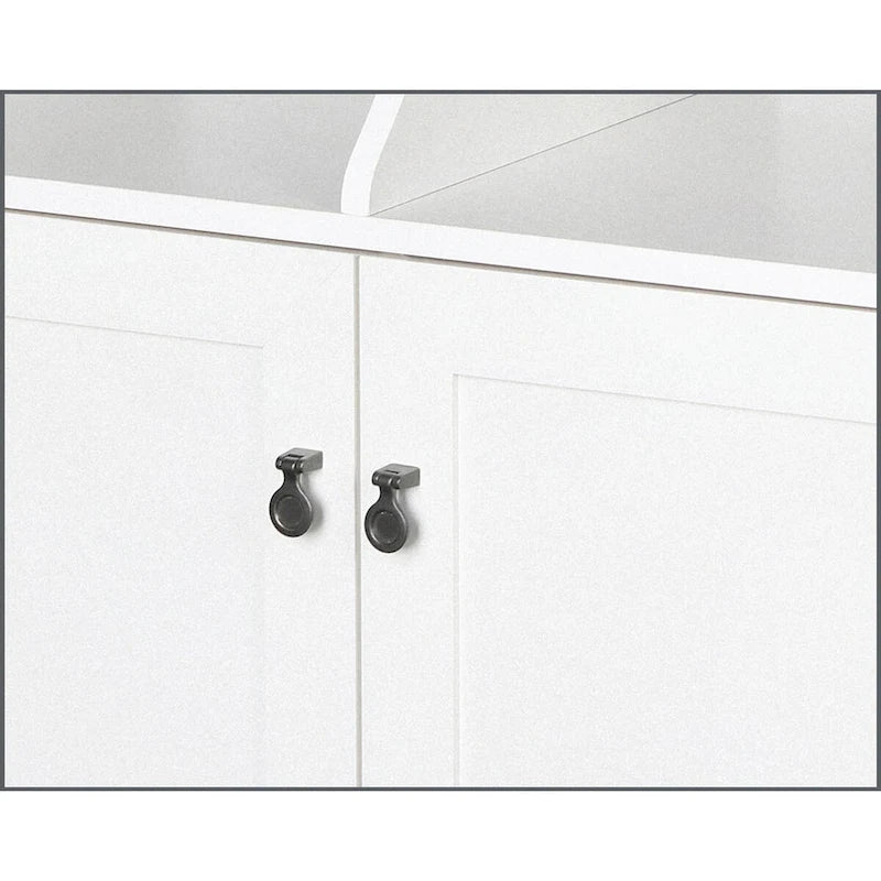 Classeur à 2 portes chêne blanc/gris avec rangement dissimulé