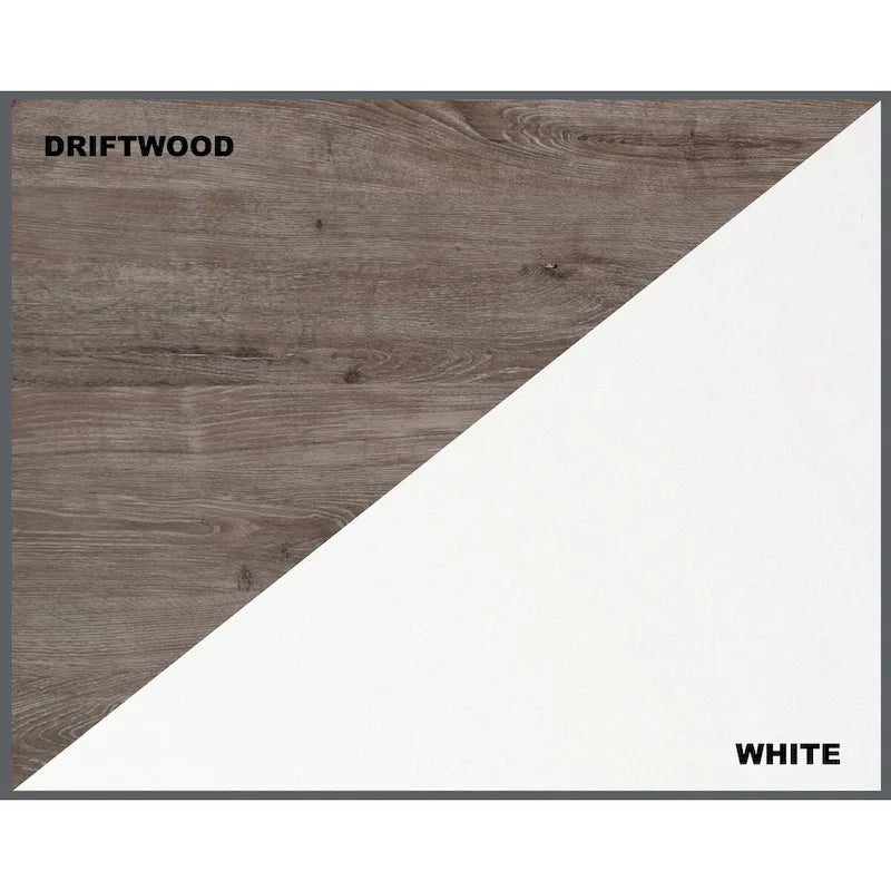 Classeur à 2 portes chêne blanc/gris avec rangement dissimulé