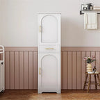 Armoire de rangement haute finition bois blanc avec 2 portes, 4 étagères et un tiroir – Montage par 1 personne