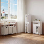 Armoire de rangement haute finition bois blanc avec 2 portes, 4 étagères et un tiroir – Montage par 1 personne
