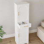 Armoire de rangement haute finition bois blanc avec 2 portes, 4 étagères et un tiroir – Montage par 1 personne
